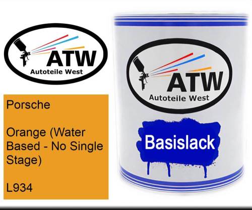 Porsche, Orange (Water Based - No Single Stage), L934: 1L Lackdose, von ATW Autoteile West.